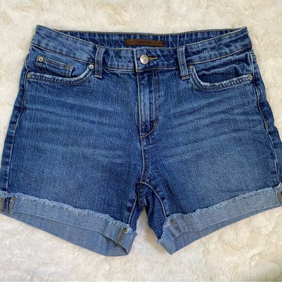Joe’s Jeans Womens Mid Rise Midi Cuffed Hem Jean Shorts Size 28 Dark Wash Denim - Picture 1 of 10